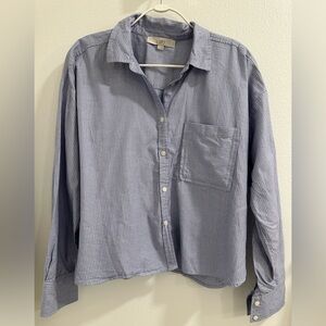 Ann Taylor Loft button front top pinstripe size large